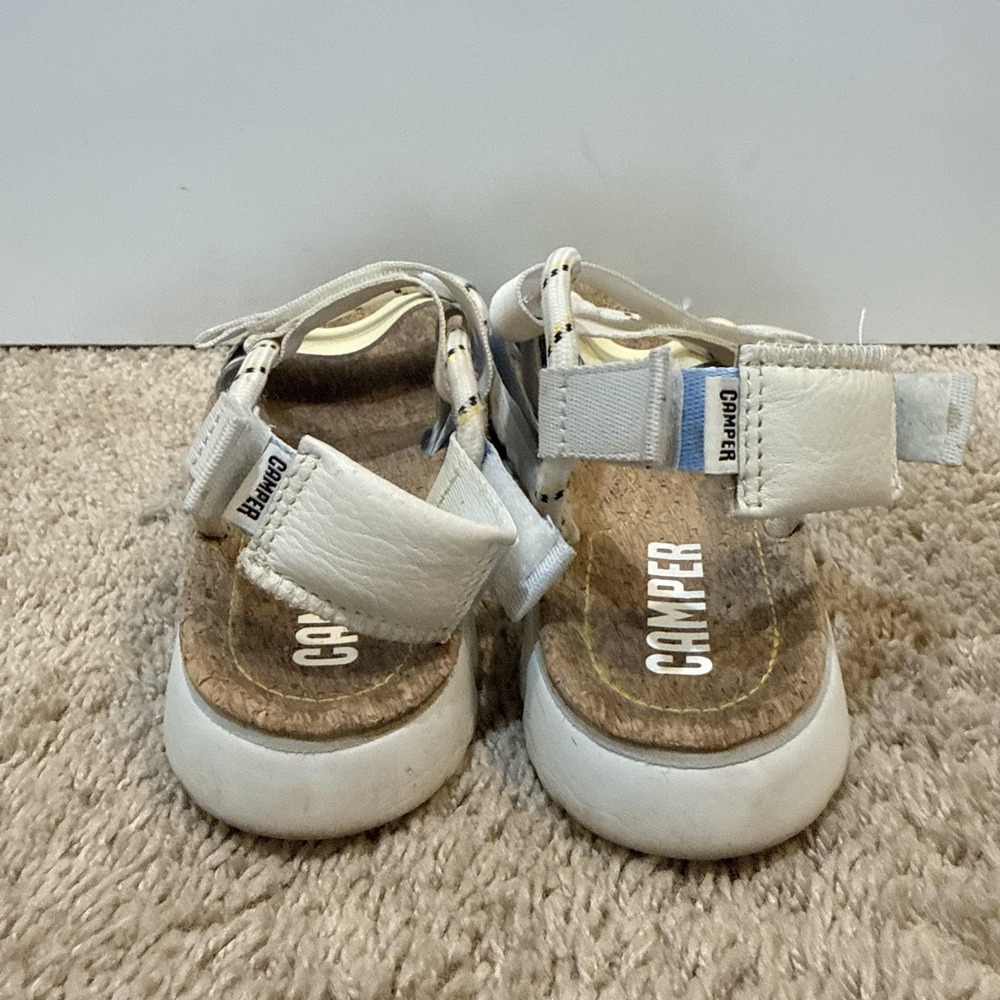 Camper Sandals Shoes Womens Size 8 White Strappy Cork Footbed Hook Loop Comfort - Picture 4 of 7